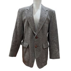 Charles Klein Wool Brown Two Button Blazer Chestnut Button Patch Elbows Size 40S